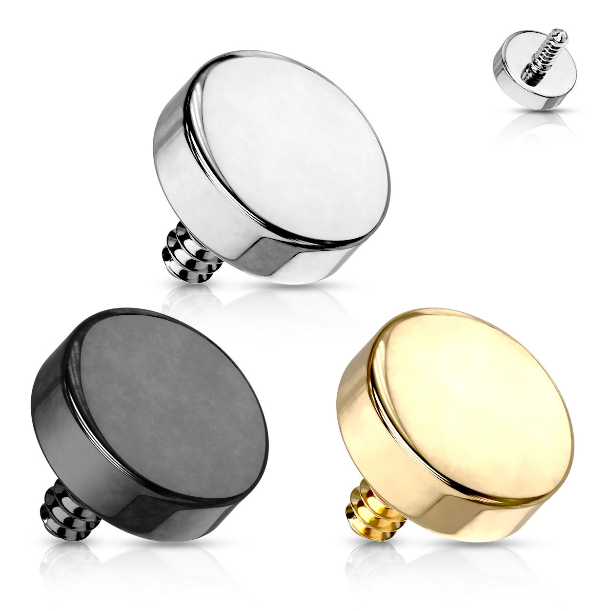 Platte piercingbal voor binnendraad