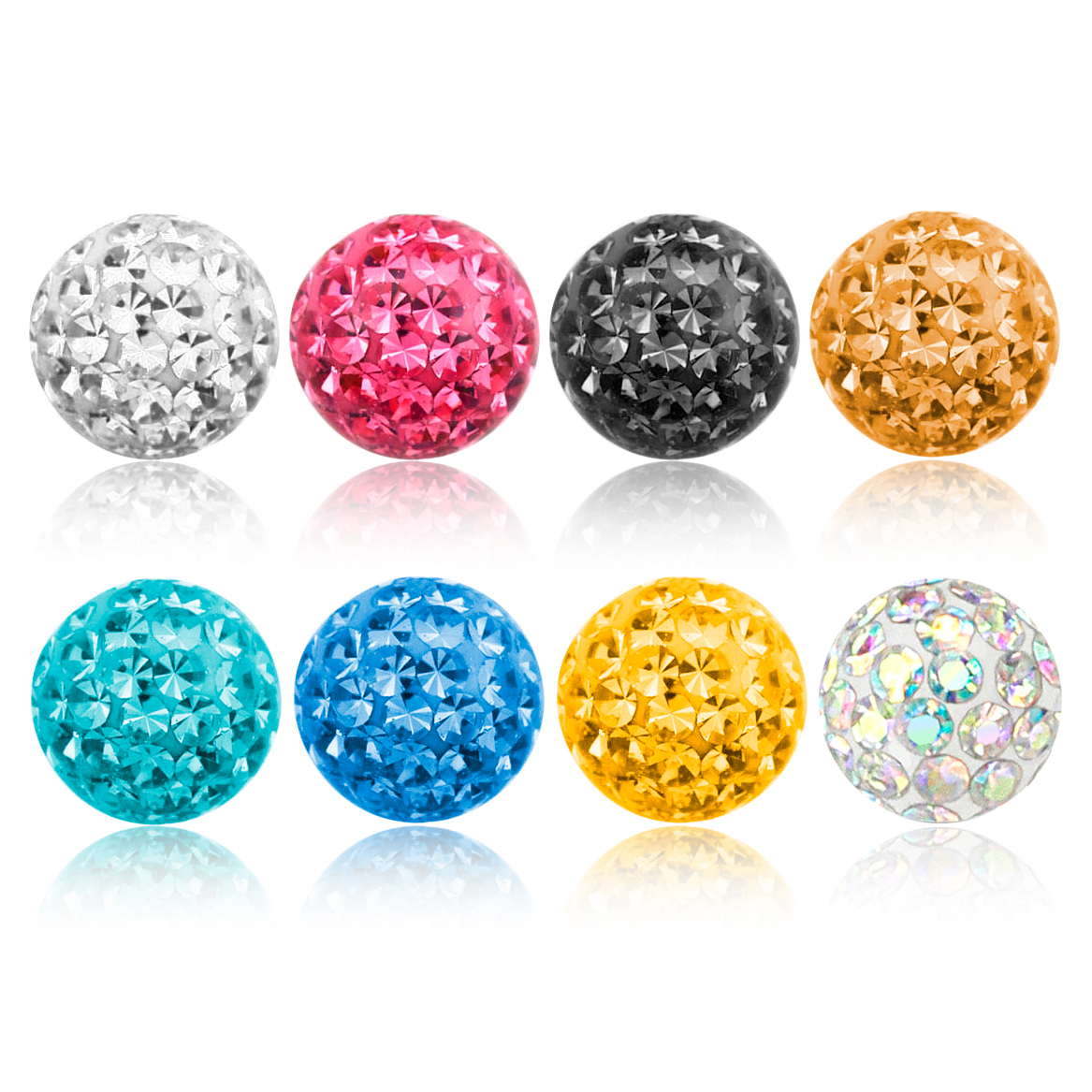 Piercingballetje met vele steentjes