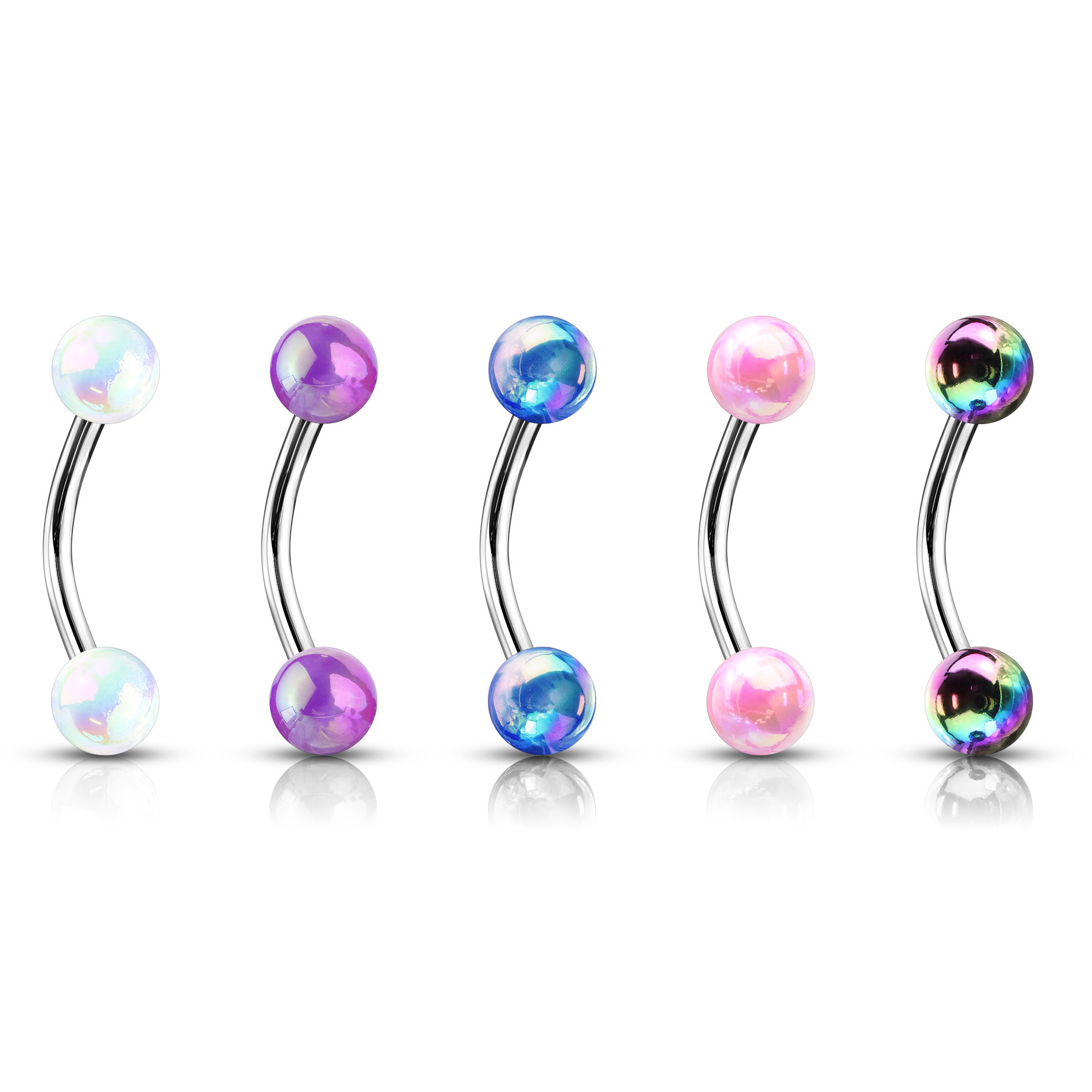 Gebogen staaf met metallic balletjes
