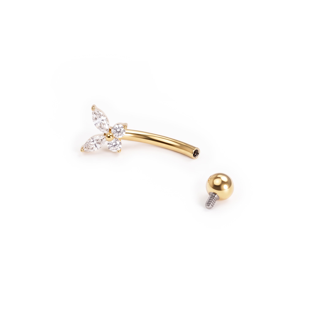 Gebogen titanium barbell met vlinder