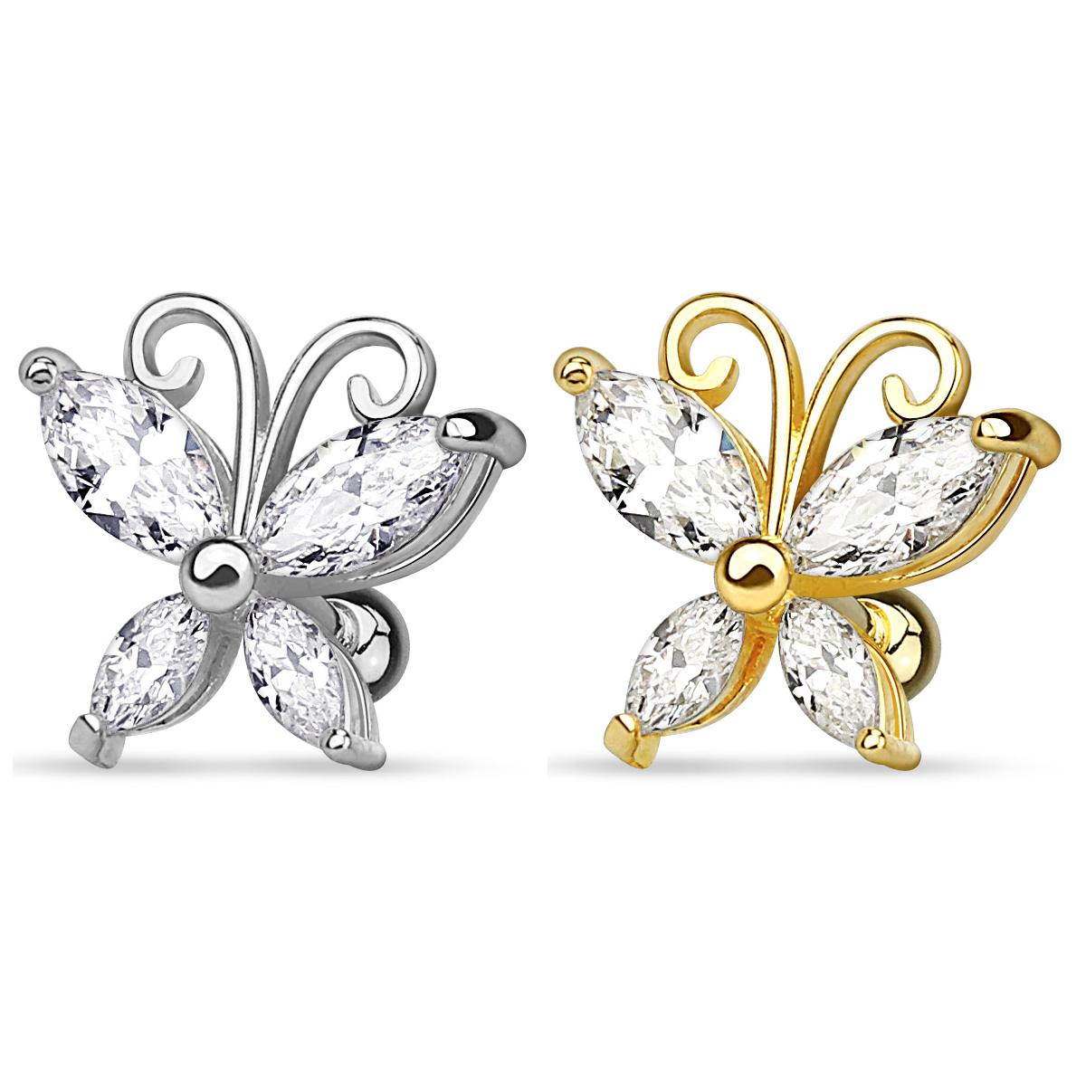 Oorpiercing met vlinder