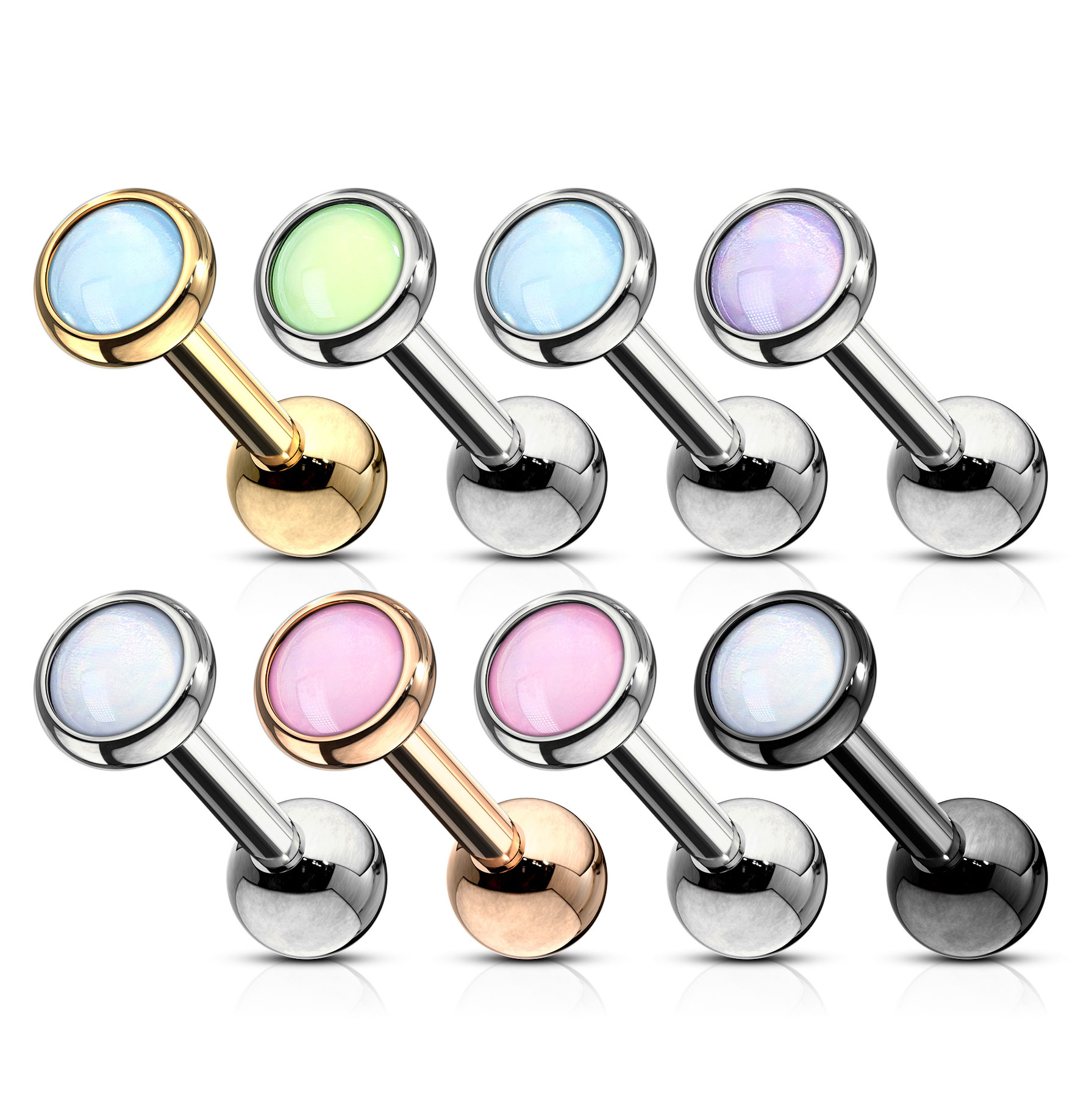 Oorpiercing met reflecterende steen