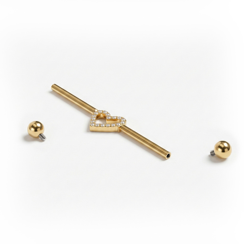 Titanium industrial barbell met centraal hartje