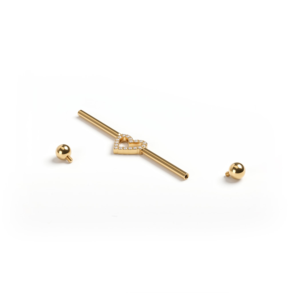 Titanium industrial barbell met centraal hartje