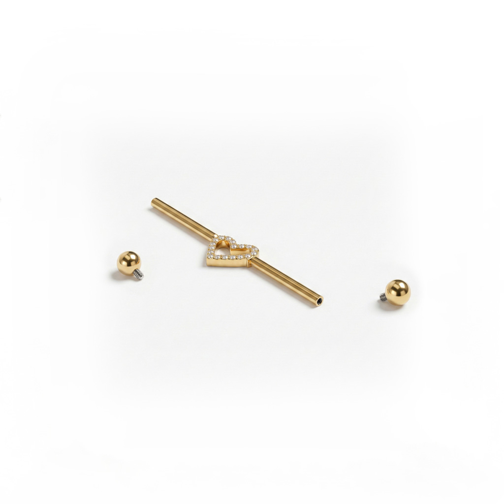 Titanium industrial barbell met centraal hartje