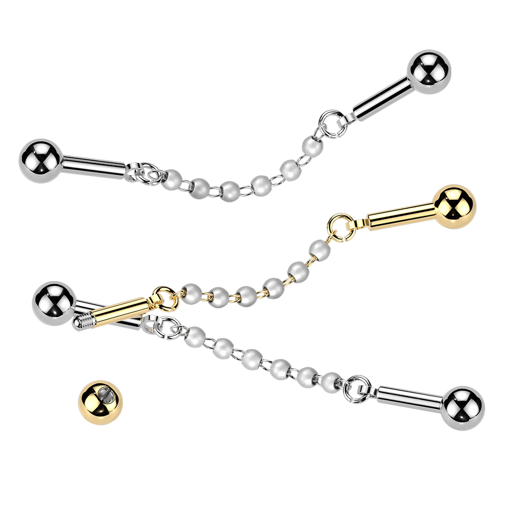 Industrial barbell met parelketting