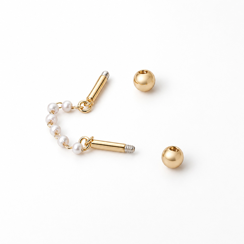 Industrial barbell met parelketting