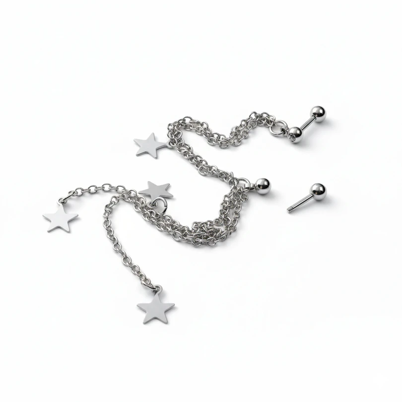 Tragus- of helixpiercing met sterretjes