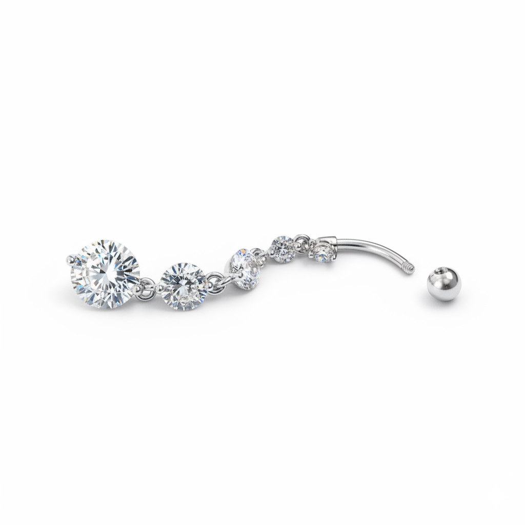 Navelpiercing met een lange hanger