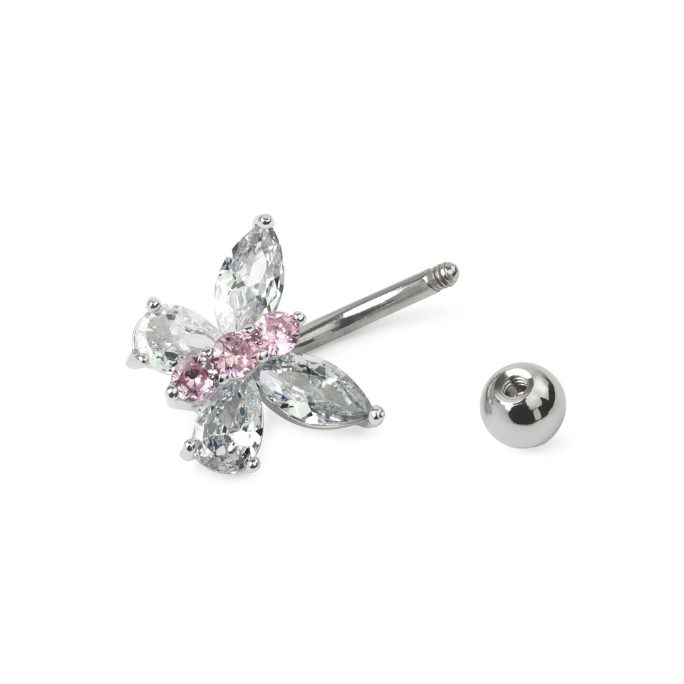 Navelpiercing met een vlinder uit kristal