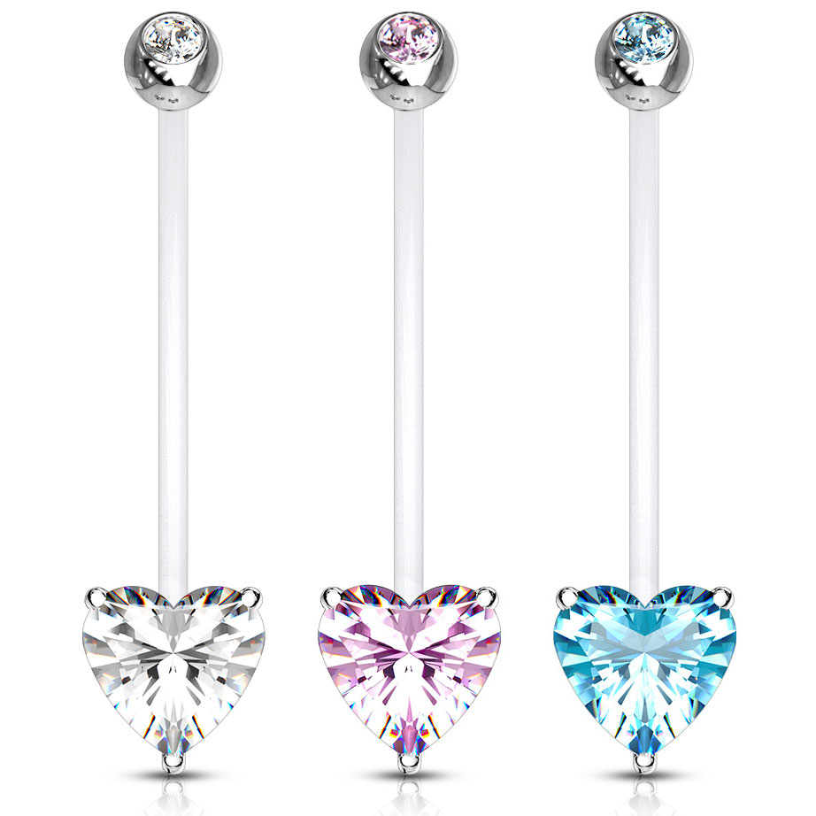 Navelpiercing van PTFE voor zwangere vrouwen met stenen hart