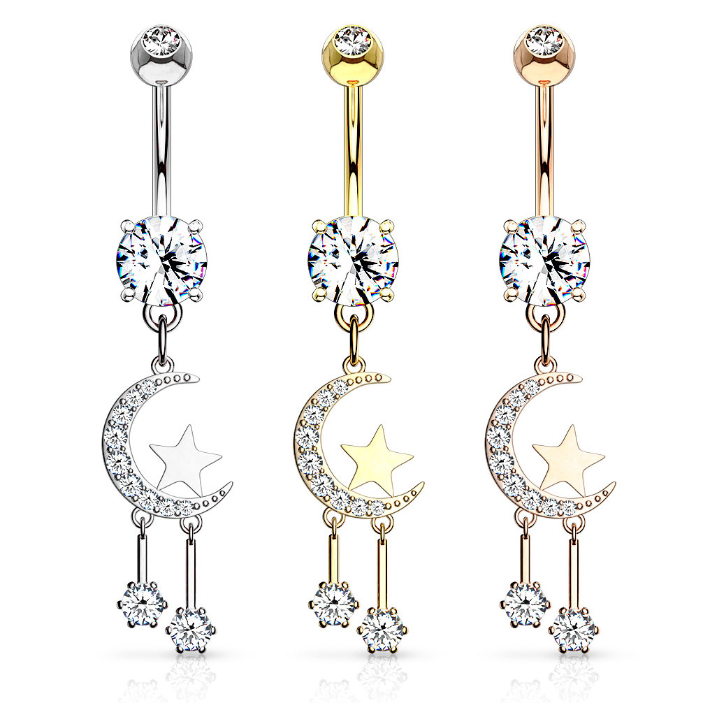 Navelpiercing met maan en ster