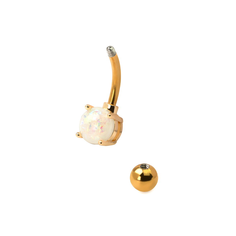 Navelpiercing van chirurgisch staal met opaalsteen