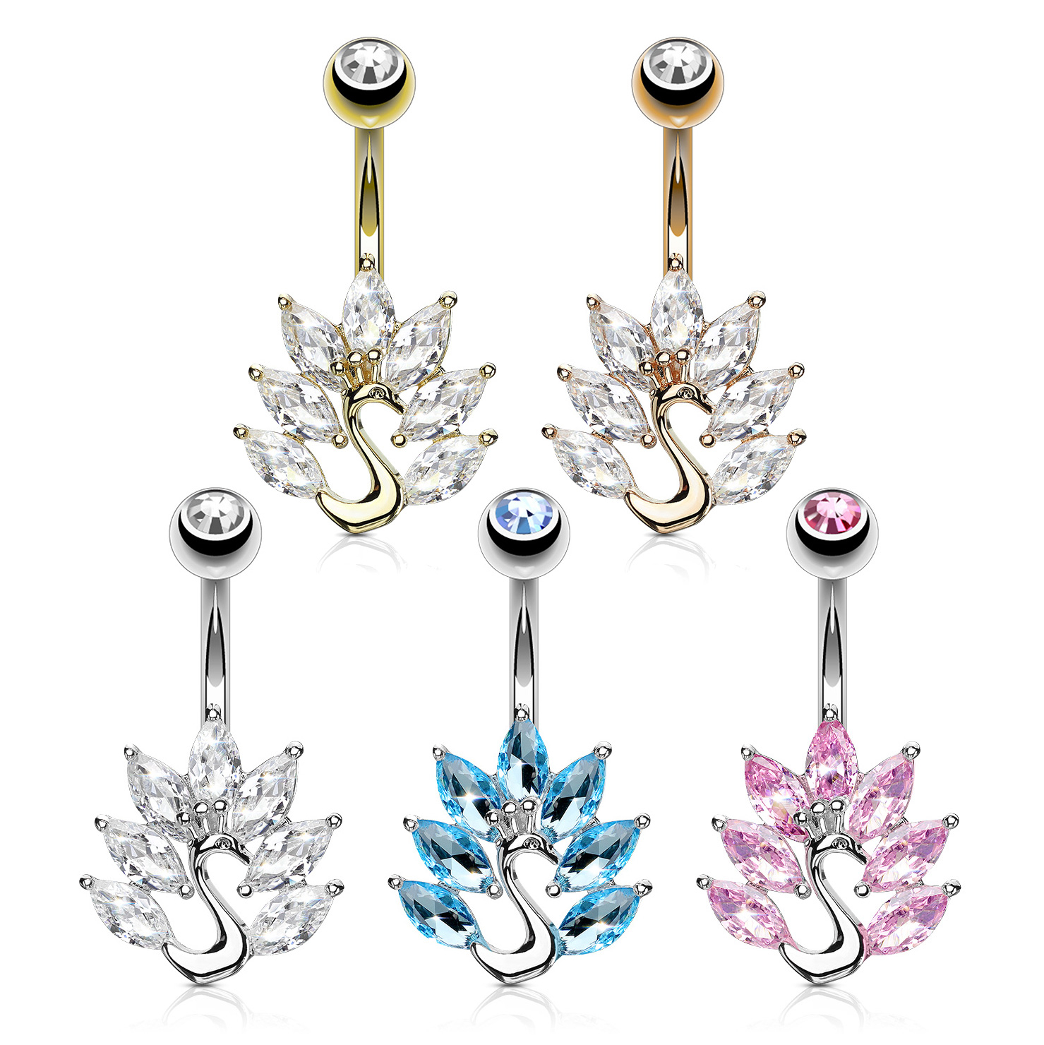 Navelpiercing met pauw