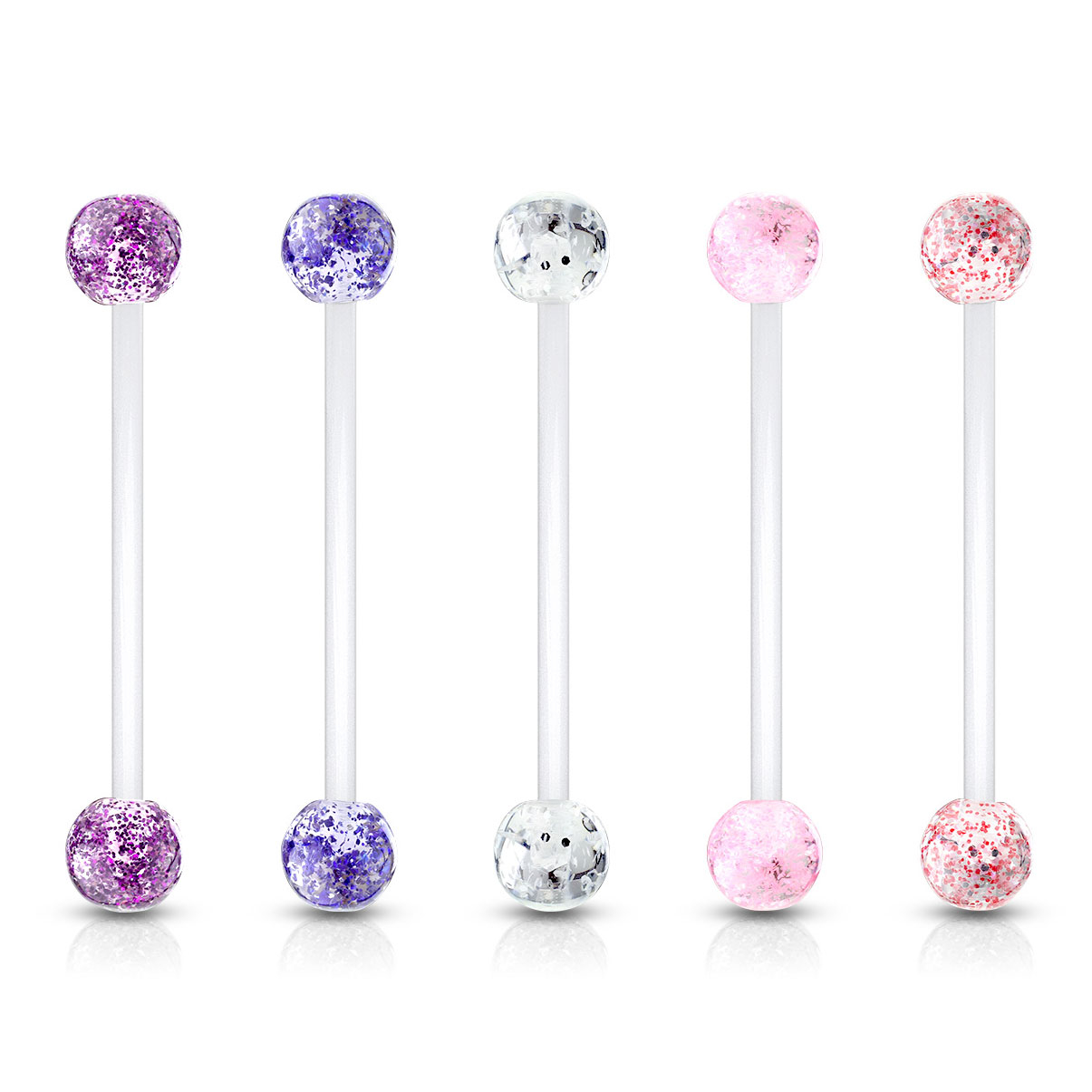Navelpiercing voor zwangeren met glitterballetjes