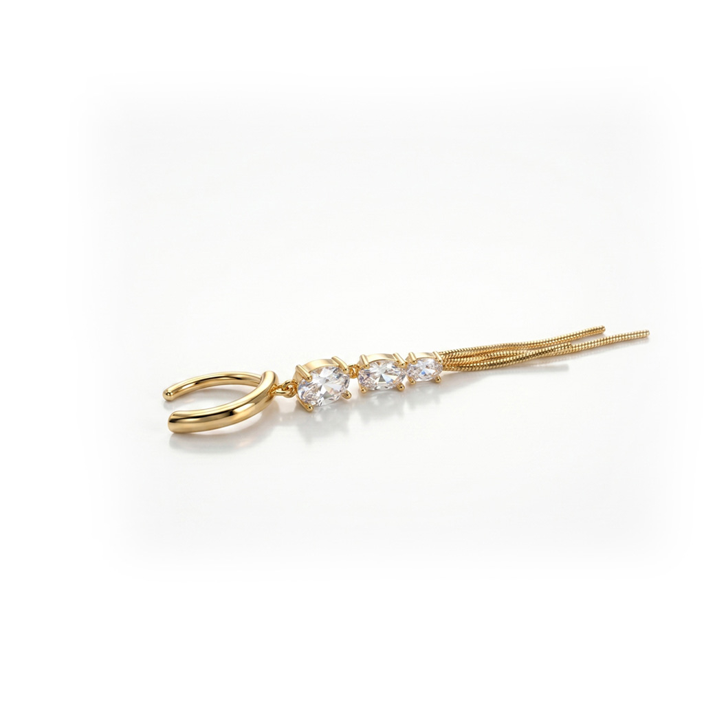 Navel clicker met steentjes en kettinkjes