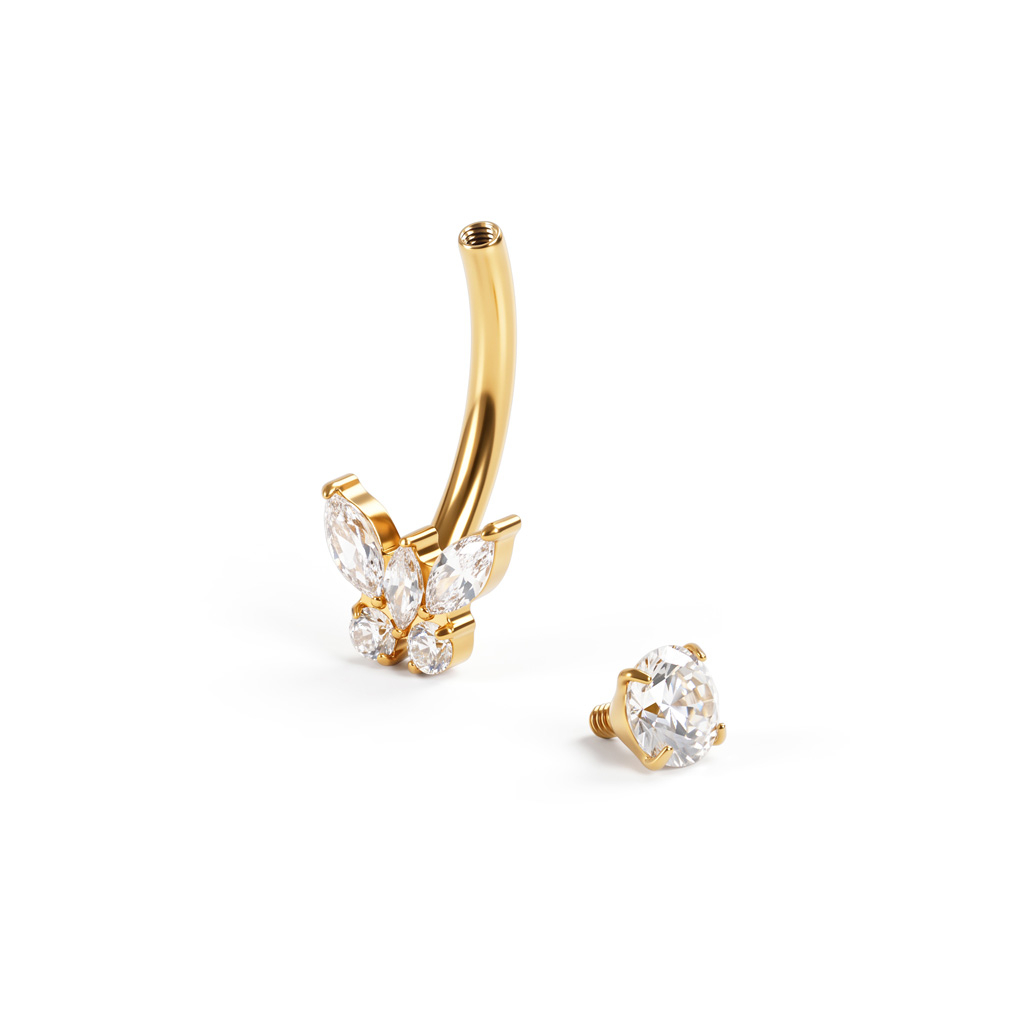 Eenvoudige titanium navelring met vlinder