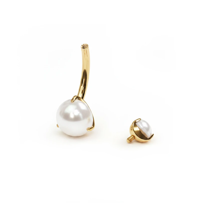 Titanium navelsieraad met parels