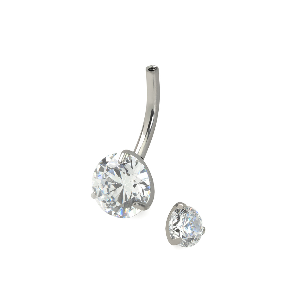 Navelpiercing van titanium met grote steen