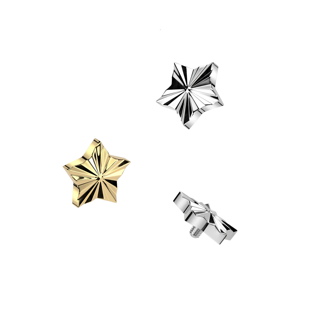 Stervormige titanium dermal top met getextureerd patroon
