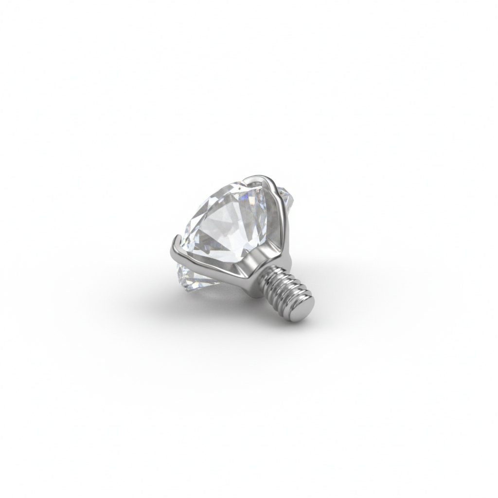 Titanium dermal top met hartvormige steen