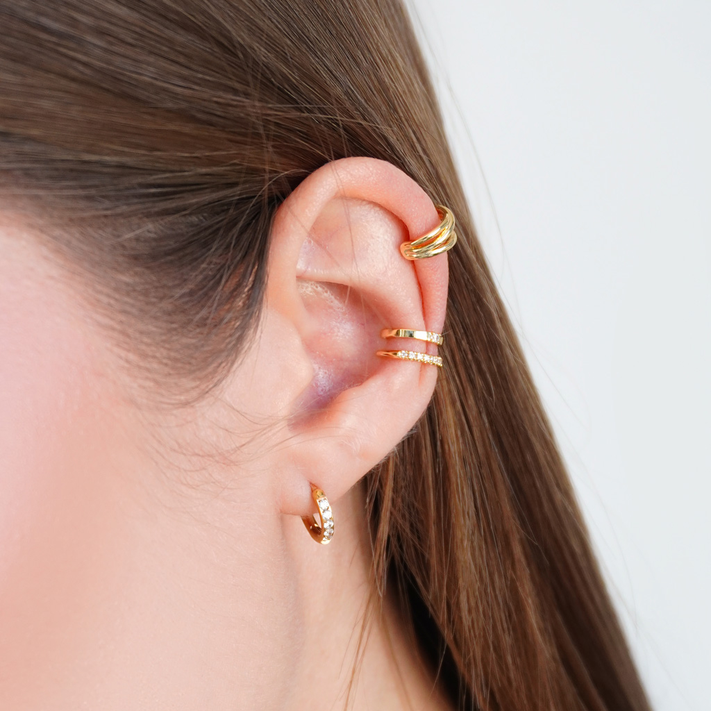 Robuuste dubbele earcuff met steentjes