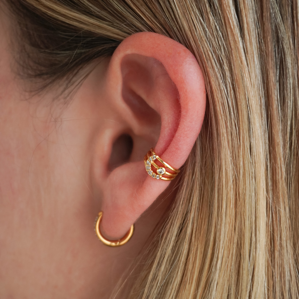Drievoudige earcuff met maan