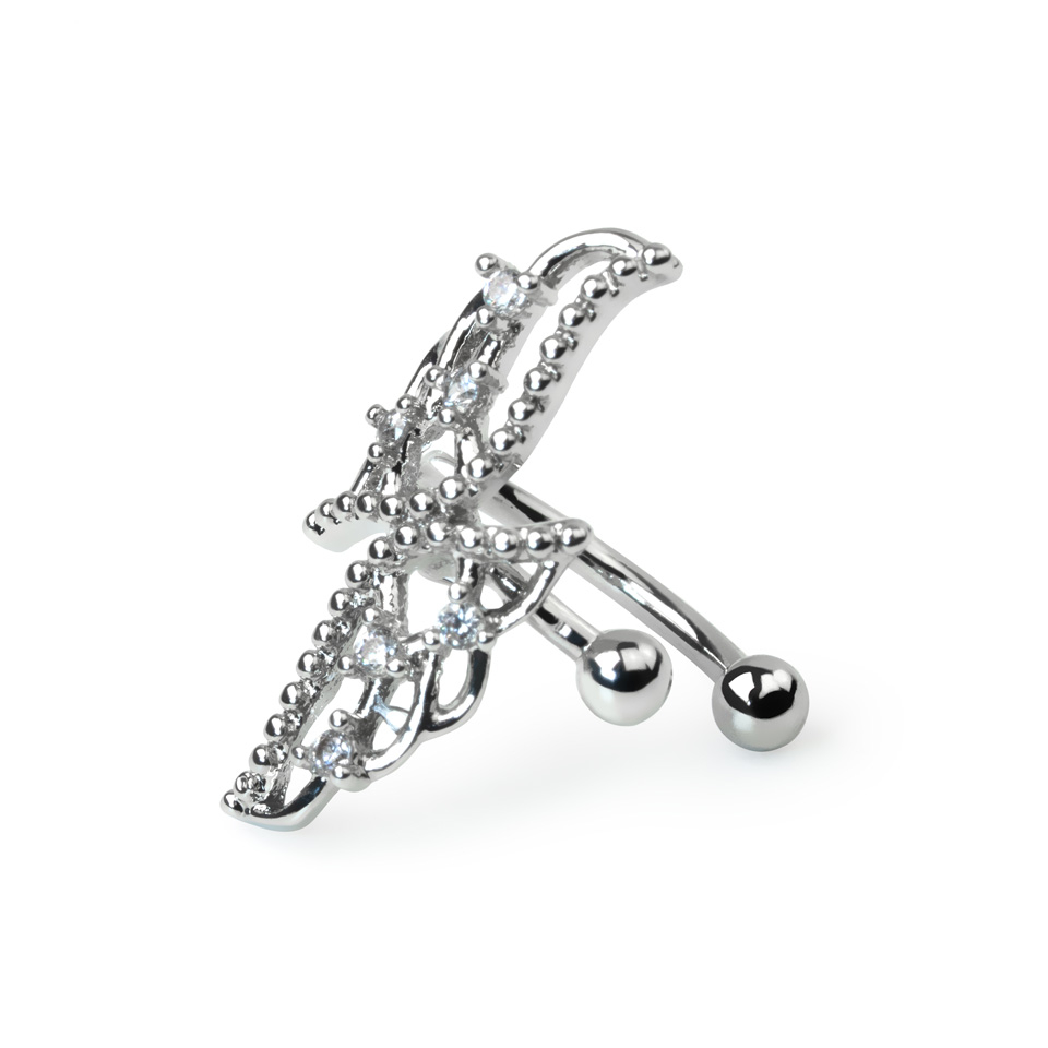 Earcuff met vleugeltjes van chirurgisch staal-zilver