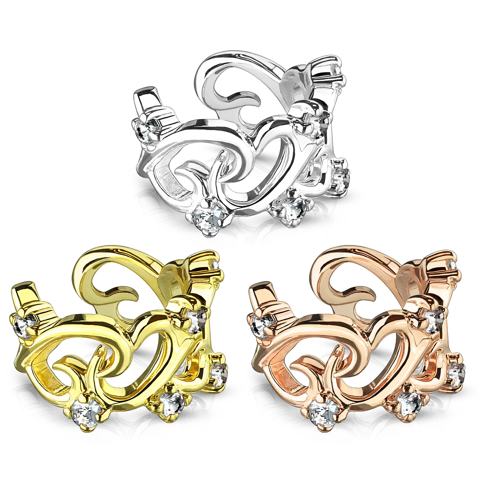 Earcuff met hartjes in filigraan ontwerp