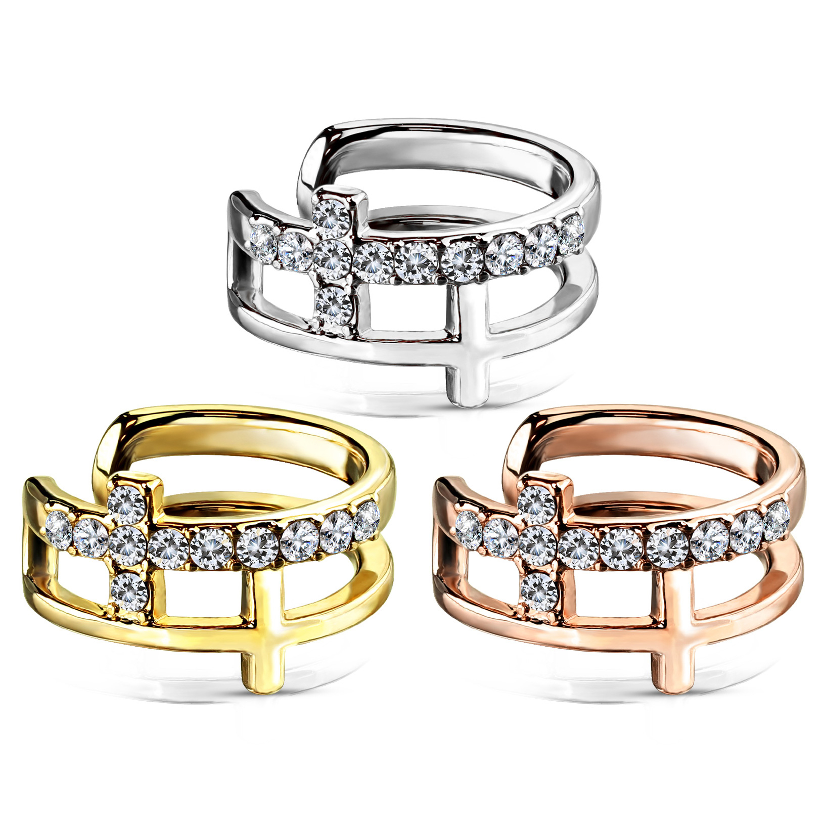 Earcuff met dubbel kruis