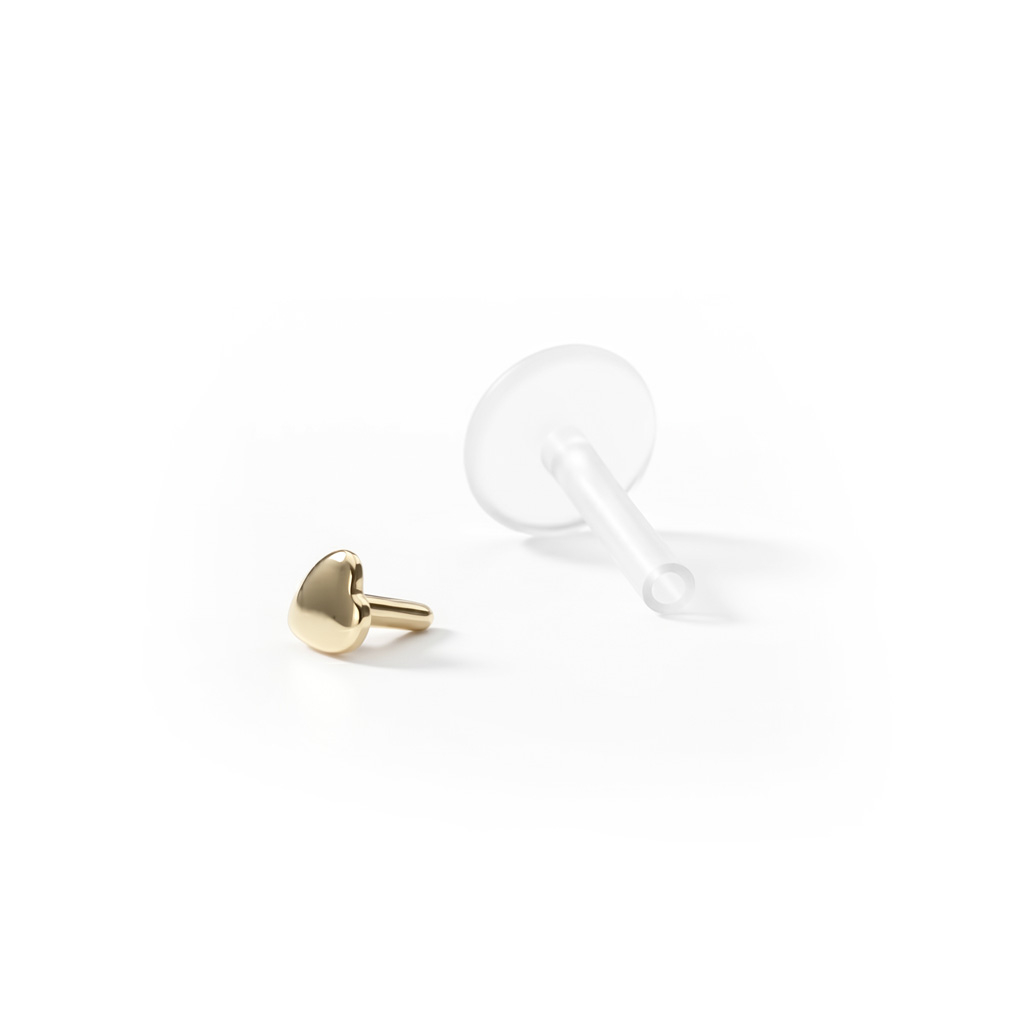 Labret uit 14 karaats goud met hartje