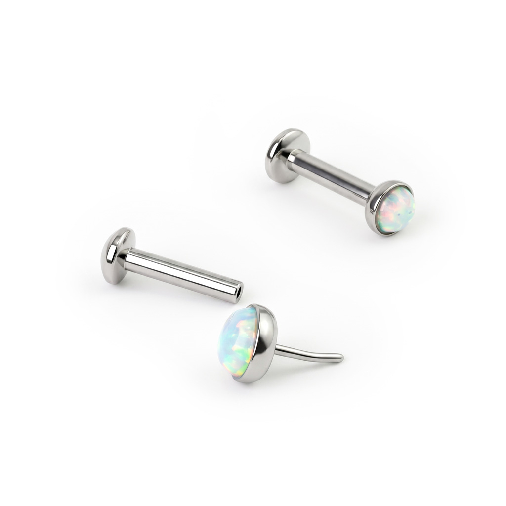 Push-in labret met opaal
