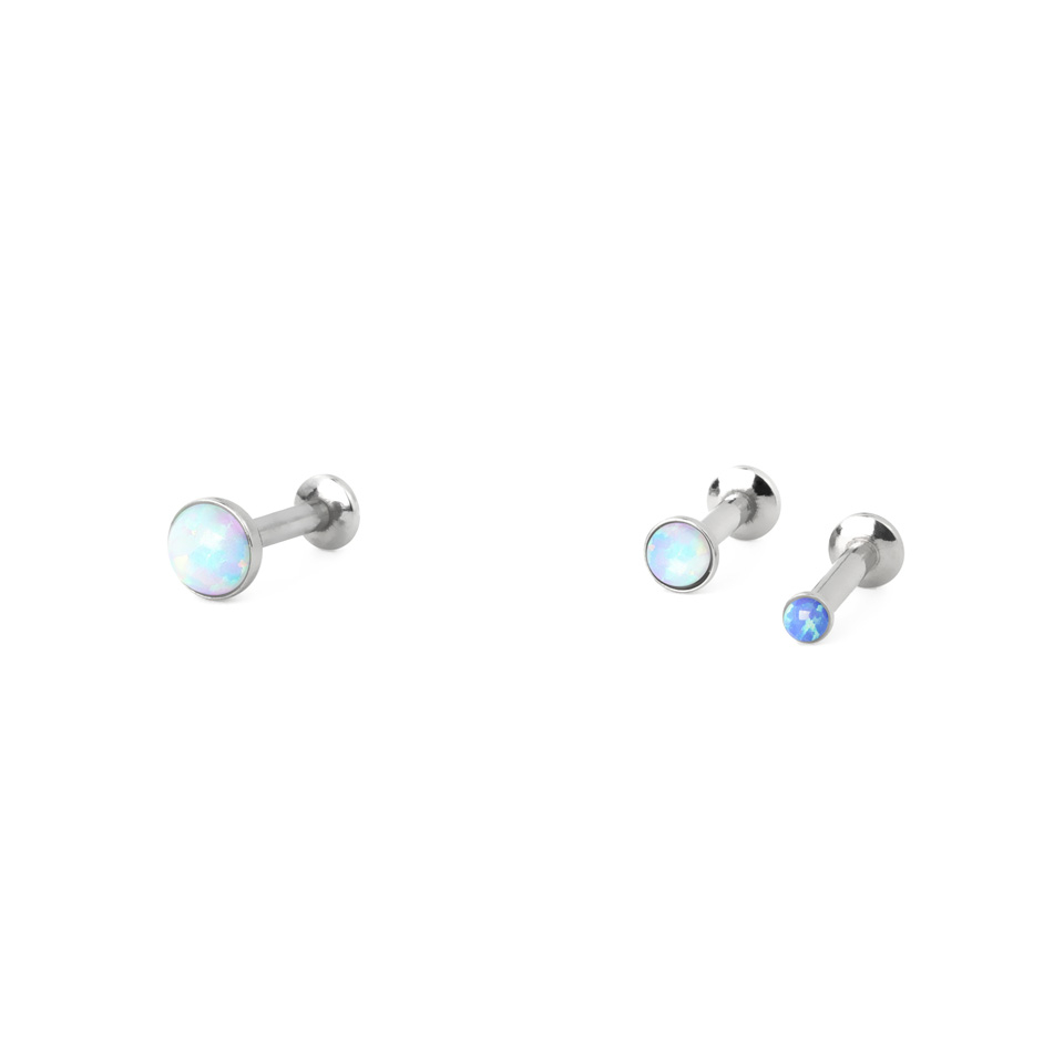 Push-in labret met opaal