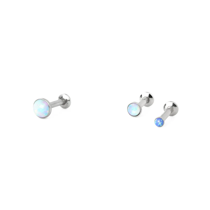 Push-in labret met opaal
