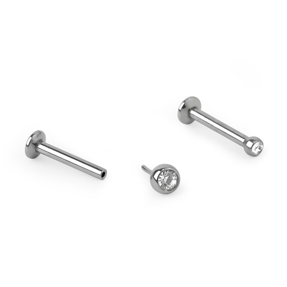Push-in labret met steen