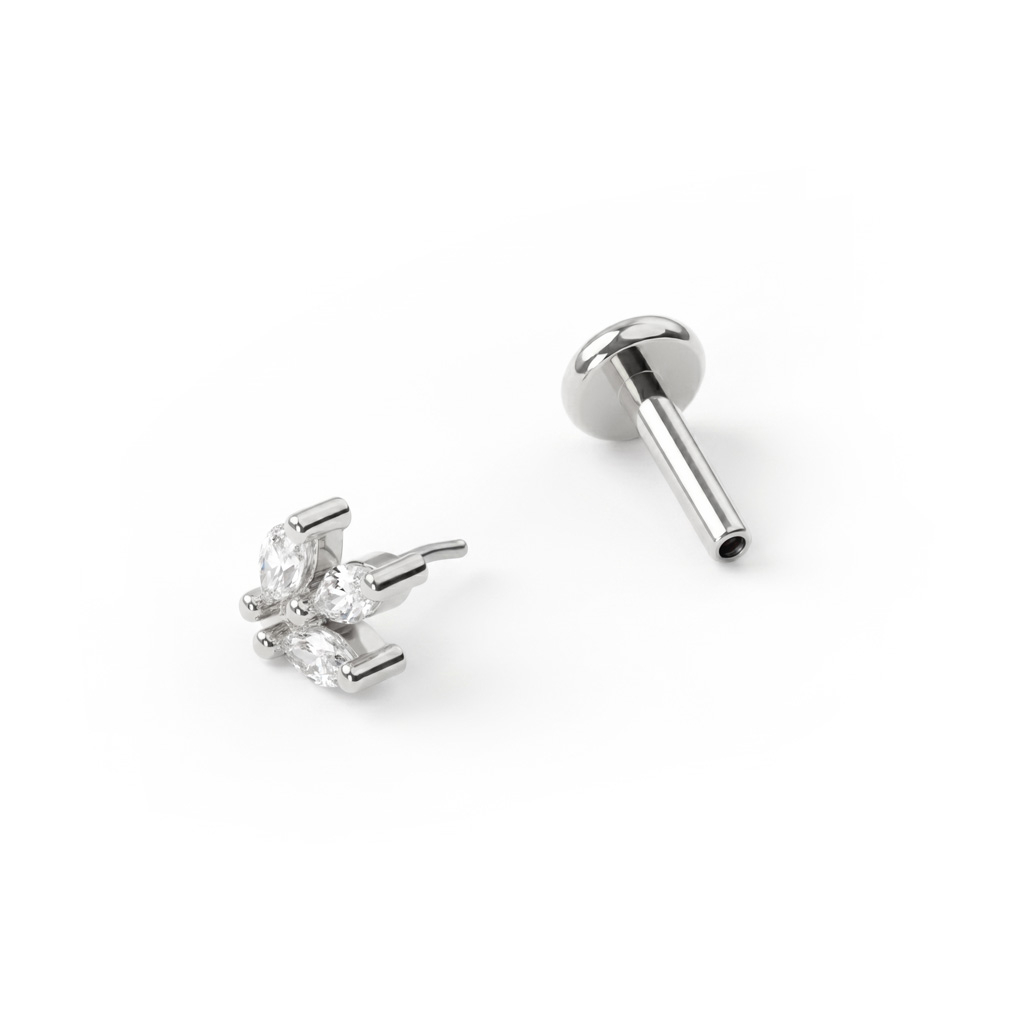 Push-in labret met markiesvormige stenen