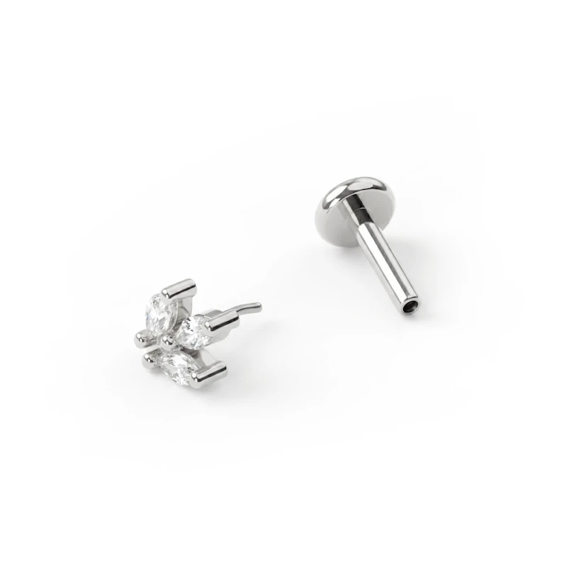 Push-in labret met markiesvormige stenen