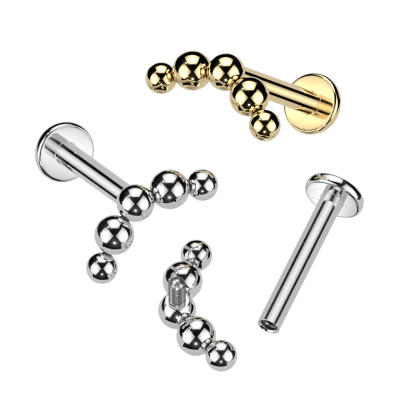 Titanium labret met decoratieve kralen