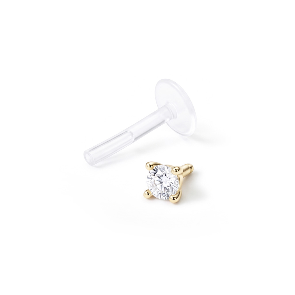Labret uit 14 karaats goud met steentje