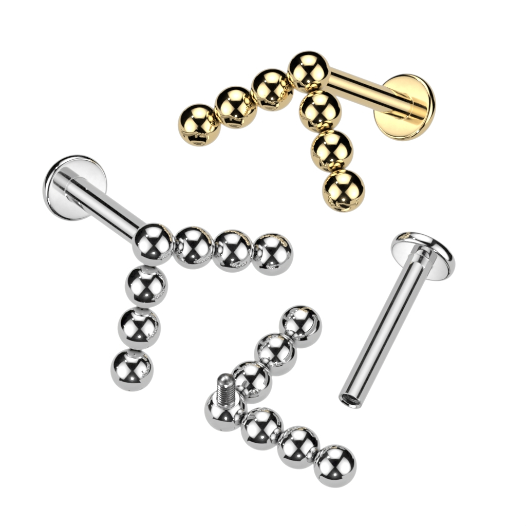 Titanium labret met kralen chevron top