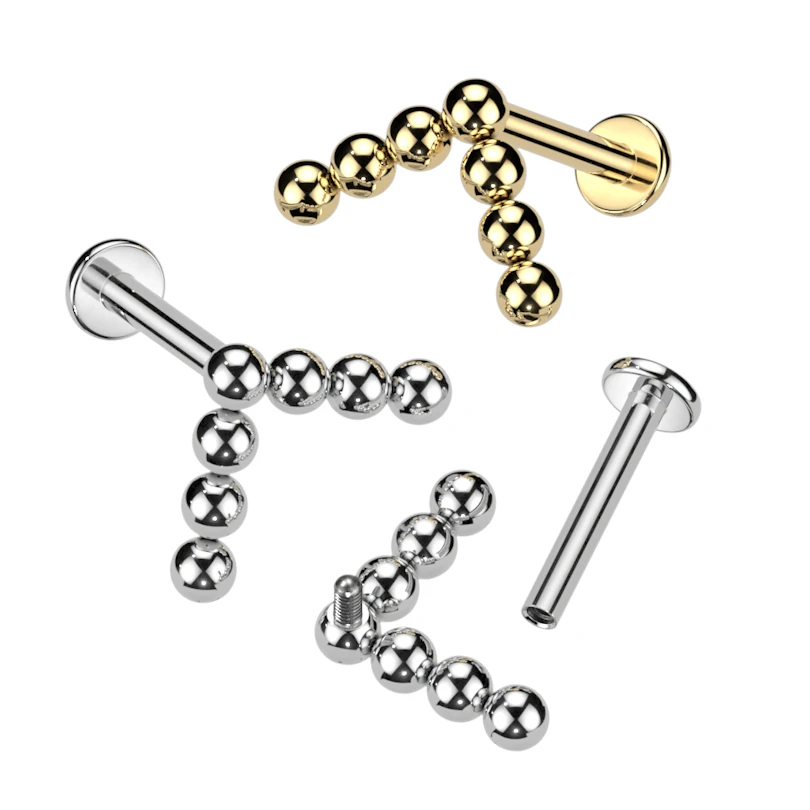 Titanium labret met kralen chevron top