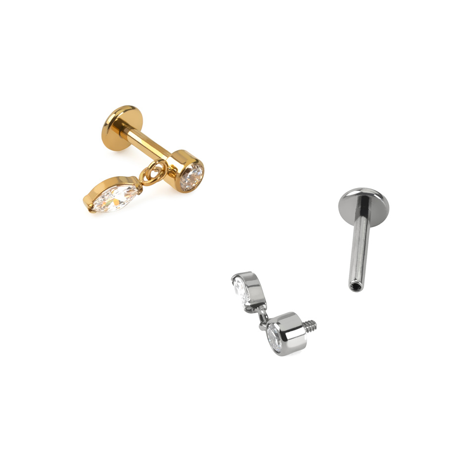 Titanium labret met elegant markies bedeltje