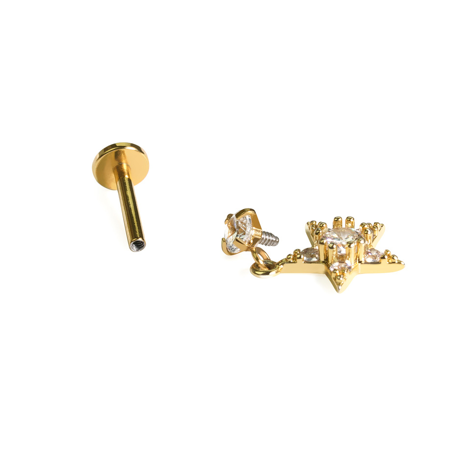 Labret met stervormig hangertje