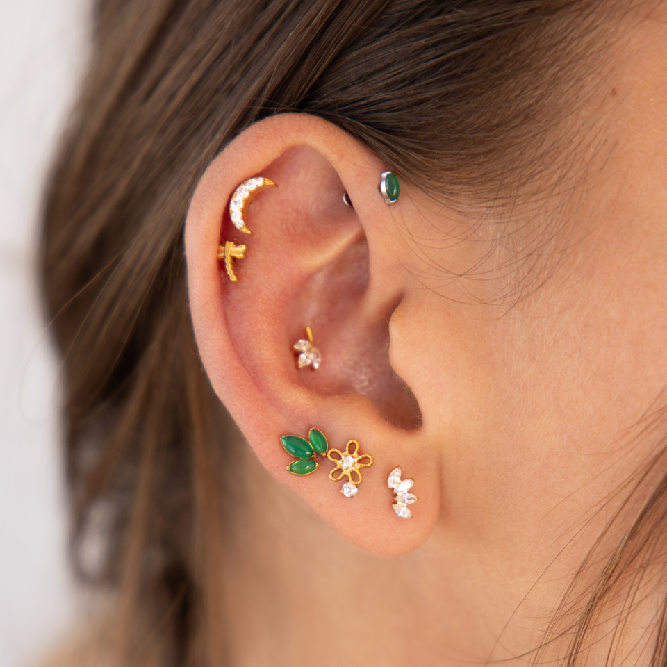 Titanium labret met natuurlijke steen