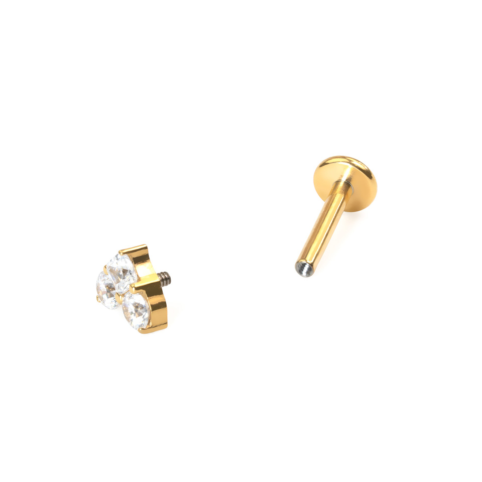 Hartvormige titanium labret met steentjes