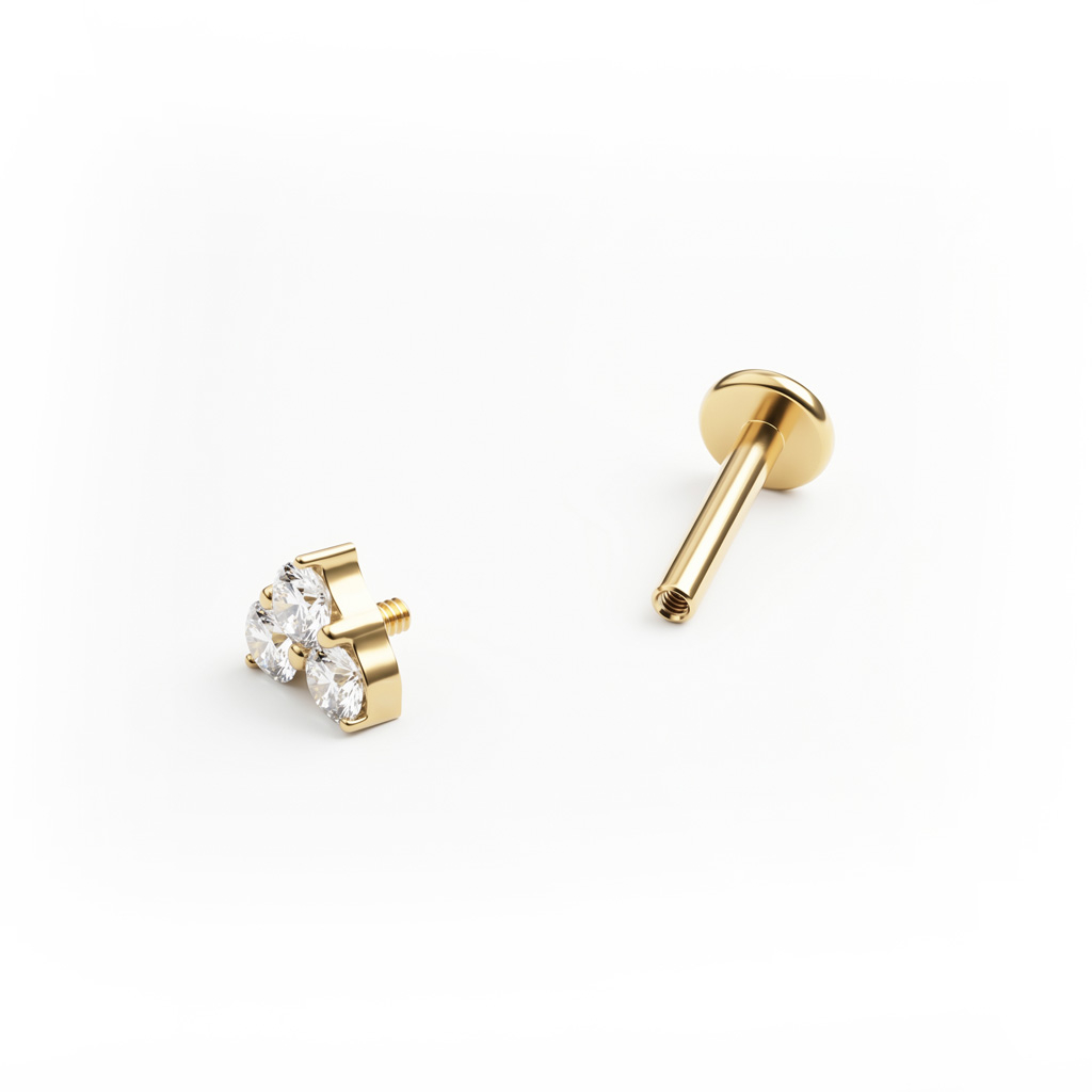 Hartvormige titanium labret met steentjes