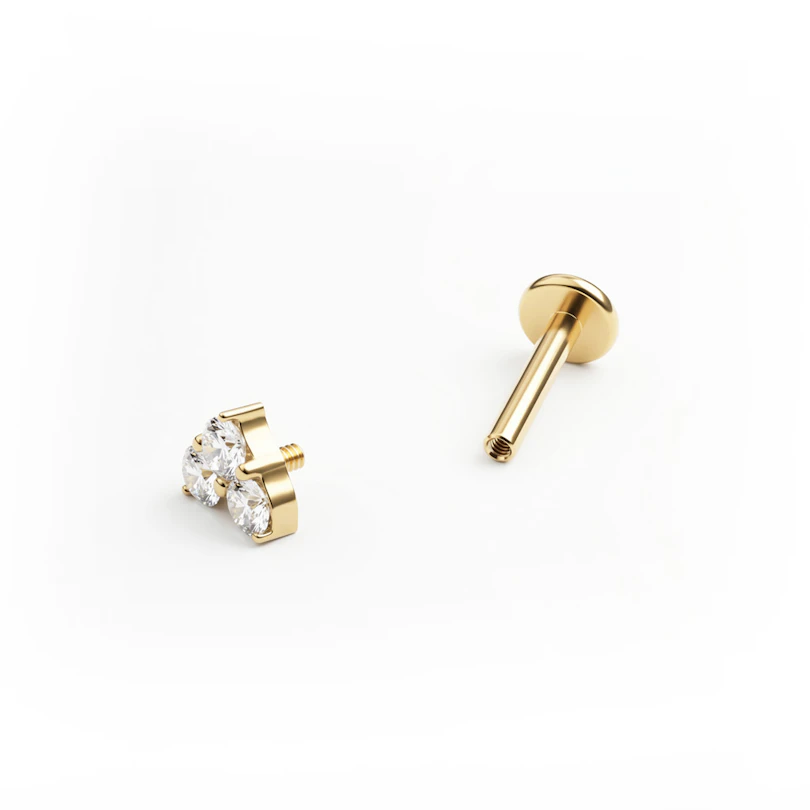 Hartvormige titanium labret met steentjes