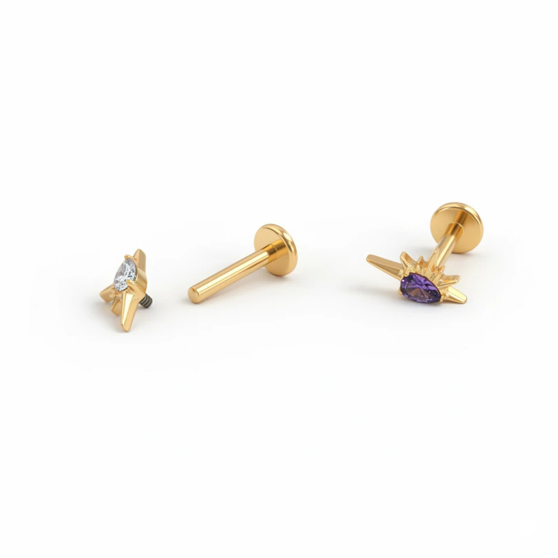 Titanium halve zon labret