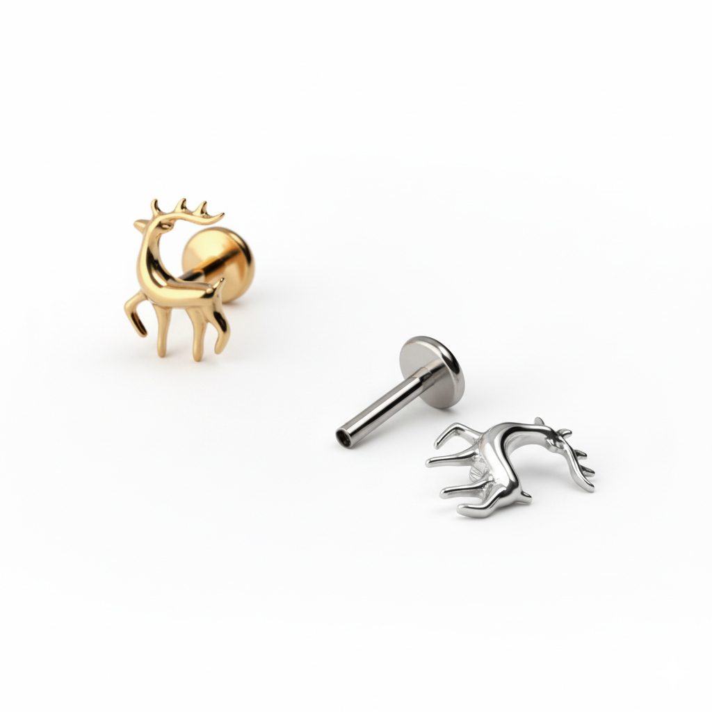 Titanium labret met rendier