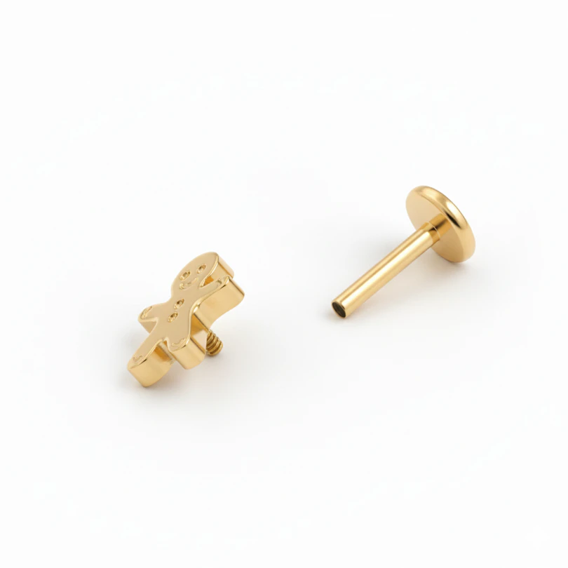 Titanium labret met peperkoekmannetje